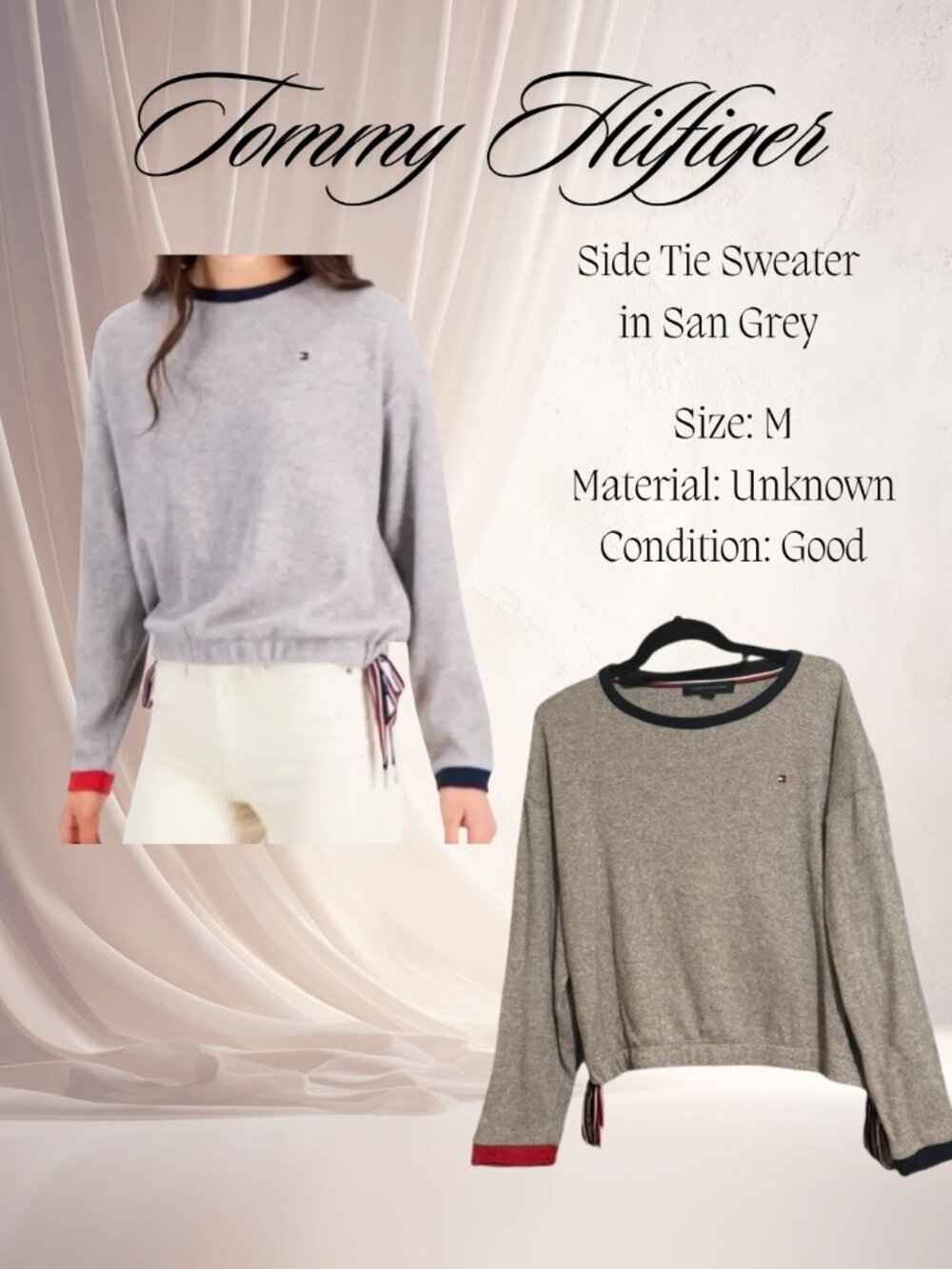 Tommy Hilfiger Side Tie Sweater (San Grey)